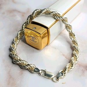 Gold over sterling silver, 2 color rope bracelet